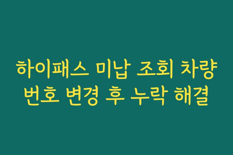 하이패스 미납 조회 차량번호 변경 후 누락 해결