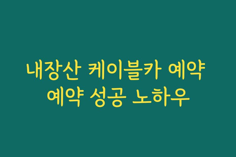 내장산 케이블카 예약 예약 성공 노하우