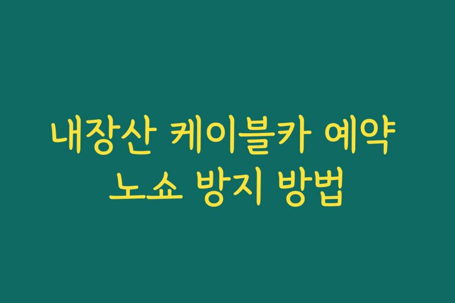 내장산 케이블카 예약 노쇼 방지 방법
