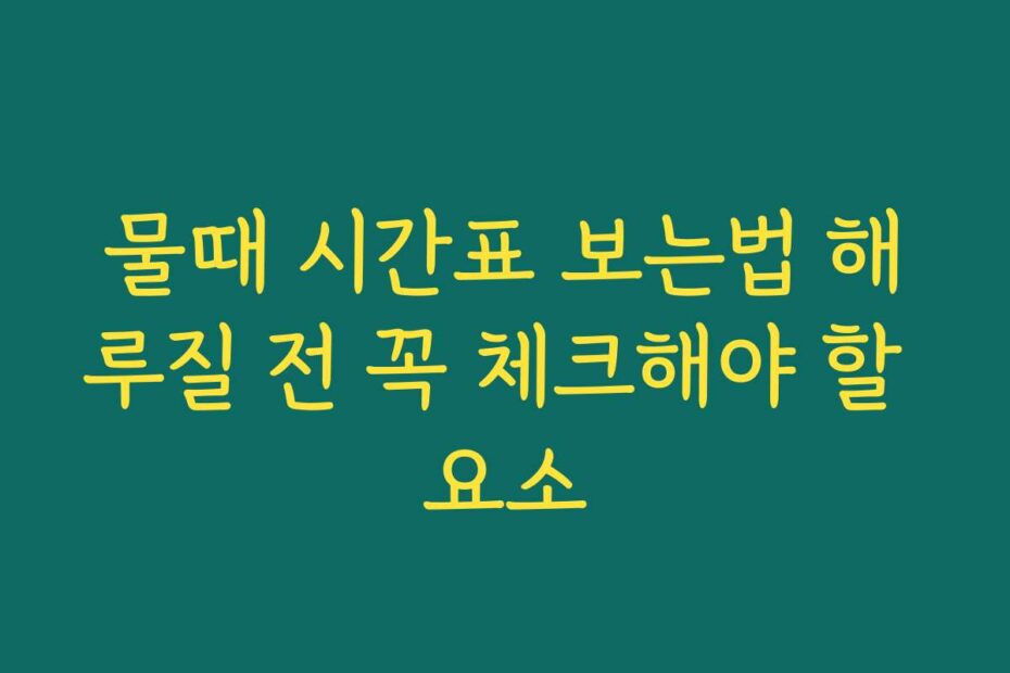 물때 시간표 보는법 해루질 전 꼭 체크해야 할 요소