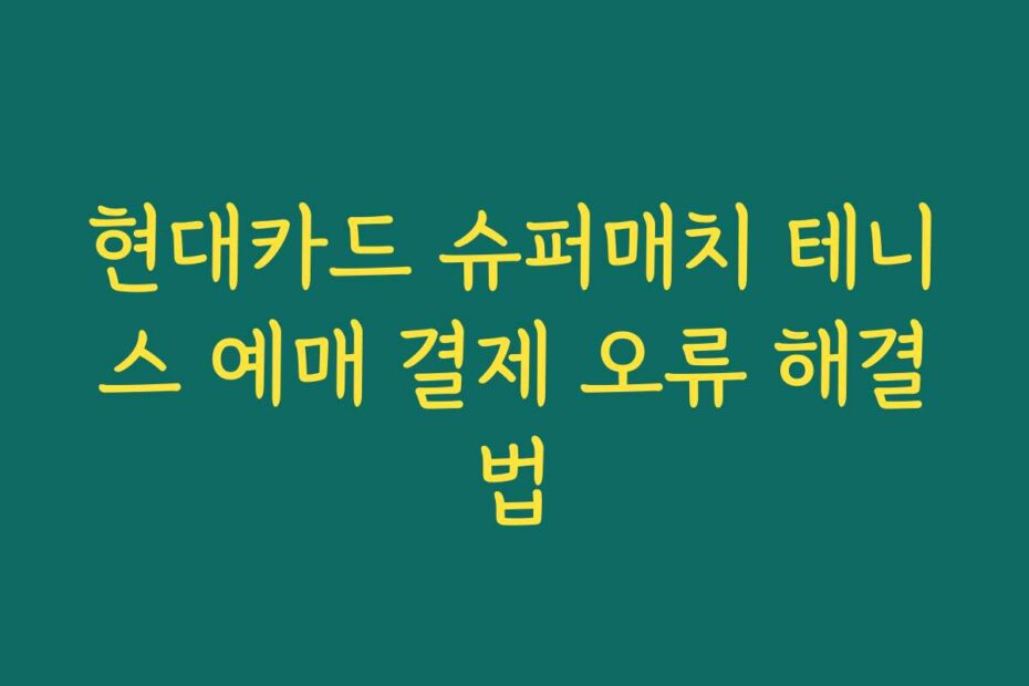 현대카드 슈퍼매치 테니스 예매 결제 오류 해결법