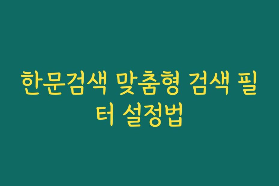 한문검색 맞춤형 검색 필터 설정법