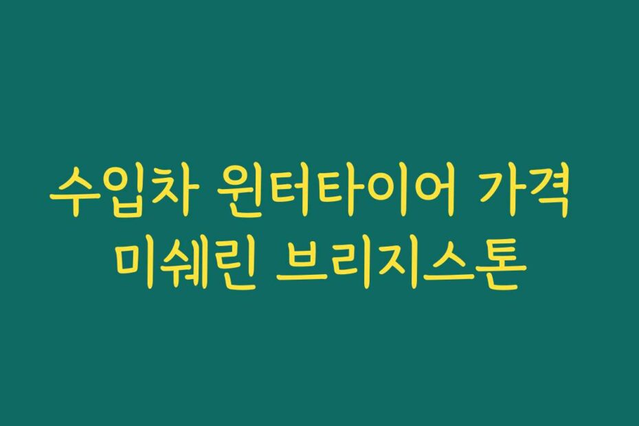 수입차 윈터타이어 가격 미쉐린 브리지스톤