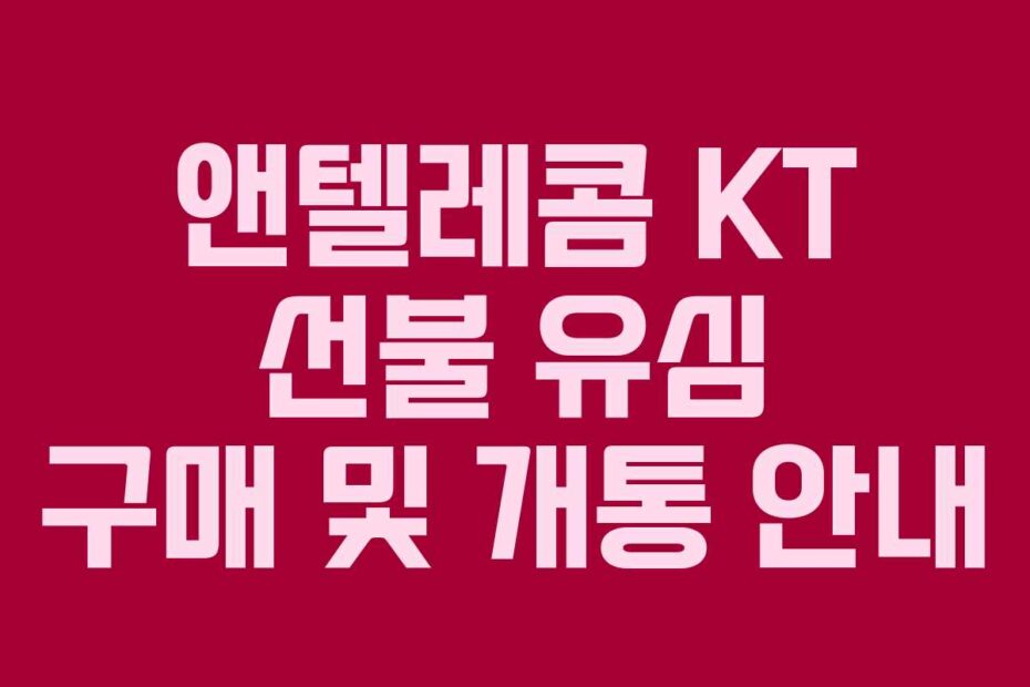 앤텔레콤 KT 선불 유심 구매 및 개통 안내