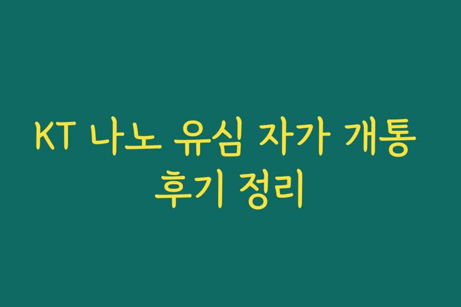 KT 나노 유심 자가 개통 후기 정리
