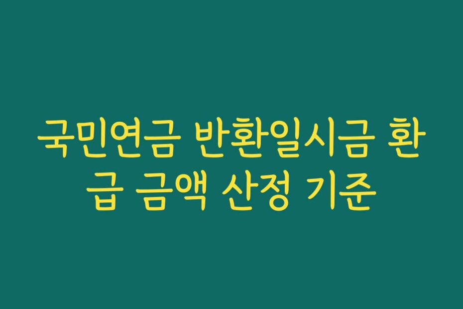 국민연금 반환일시금 환급 금액 산정 기준