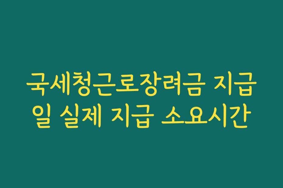국세청근로장려금 지급일 실제 지급 소요시간
