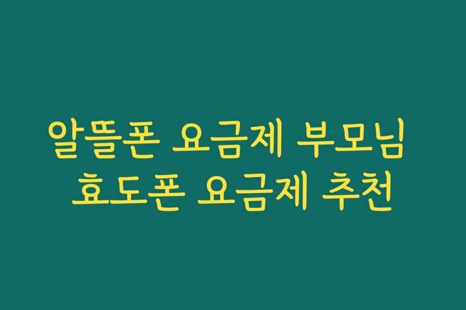 알뜰폰 요금제 부모님 효도폰 요금제 추천