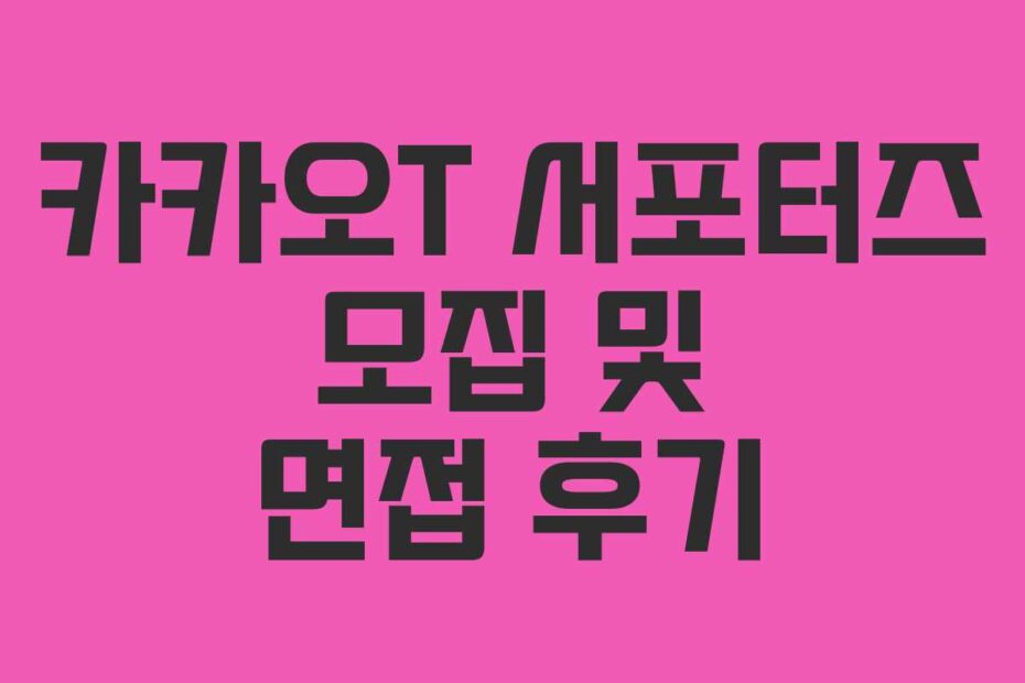 카카오T 서포터즈 모집 및 면접 후기