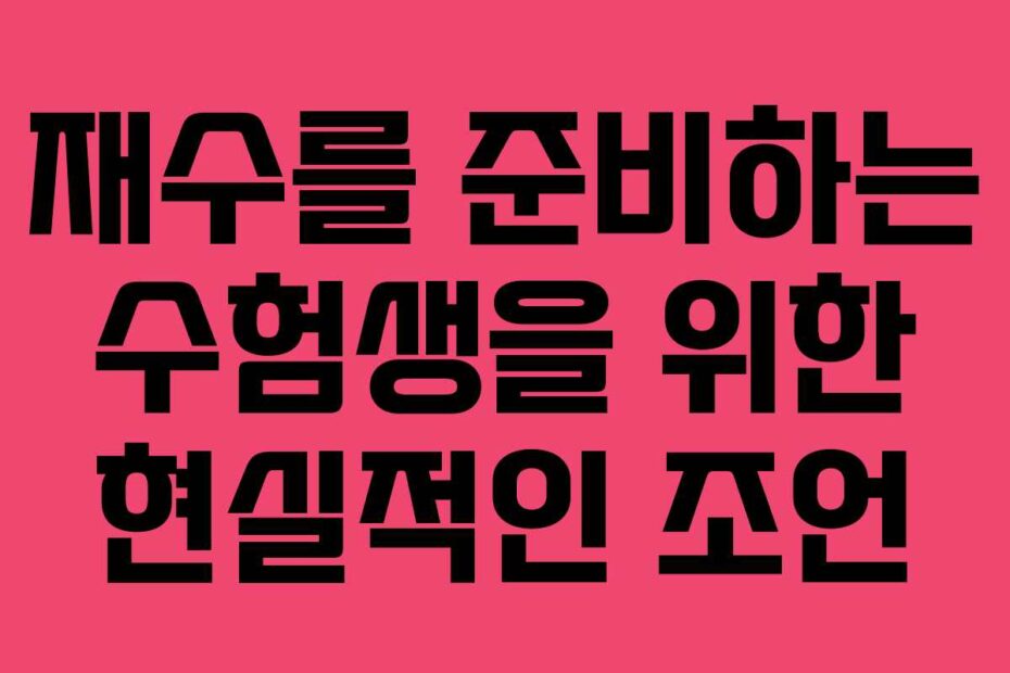 재수를 준비하는 수험생을 위한 현실적인 조언