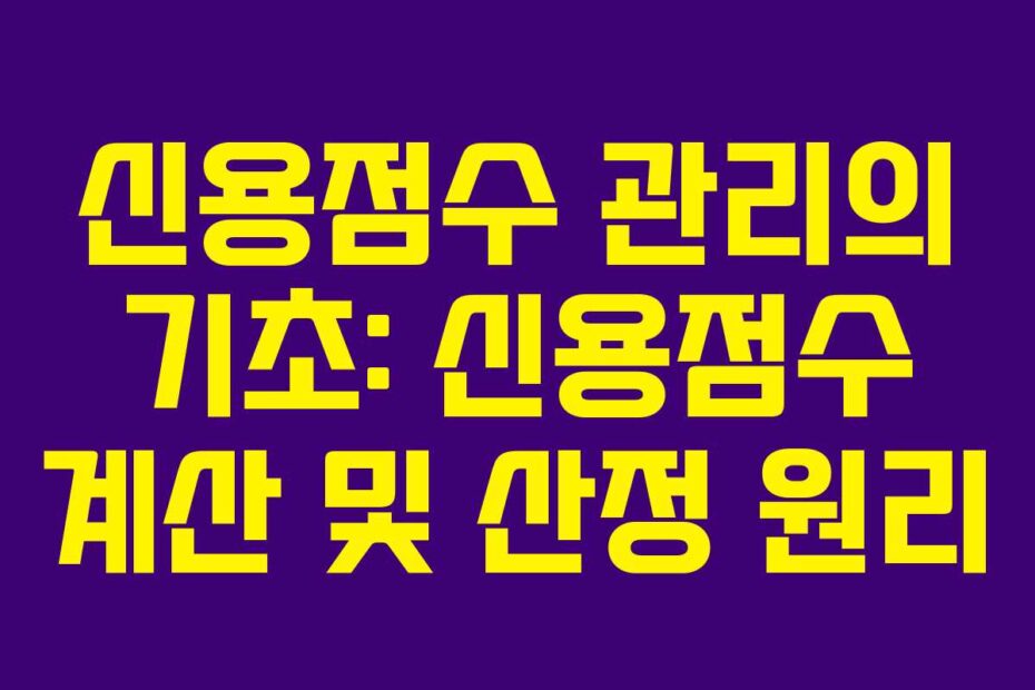 신용점수 관리의 기초: 신용점수 계산 및 산정 원리