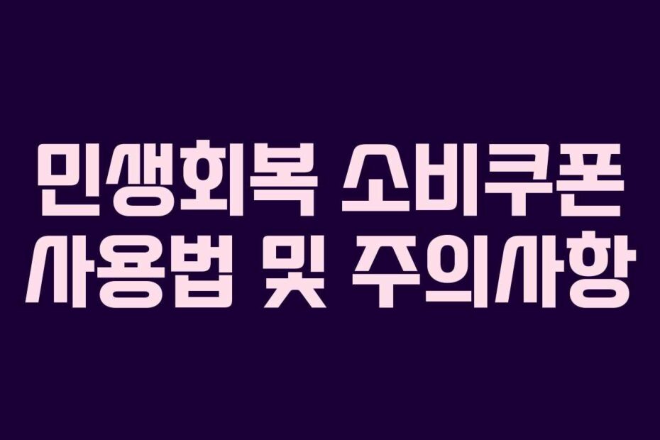 민생회복 소비쿠폰 사용법 및 주의사항