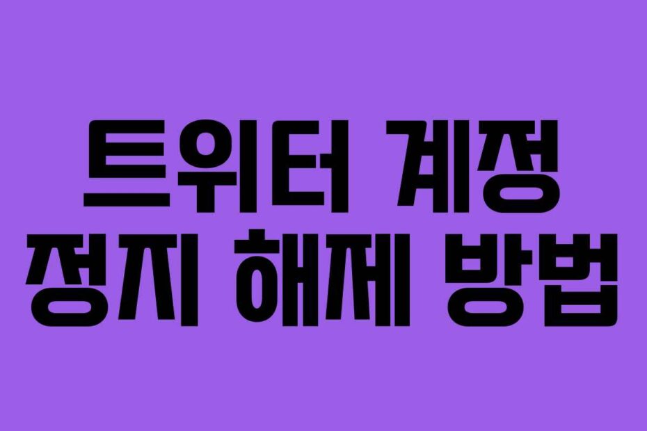 트위터 계정 정지 해제 방법