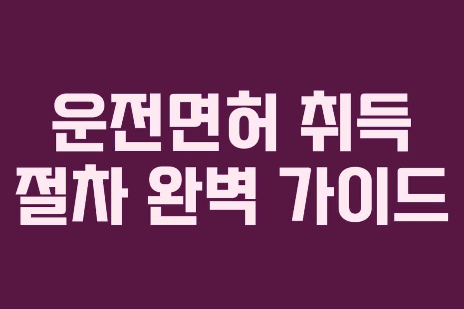 운전면허 취득 절차 완벽 가이드