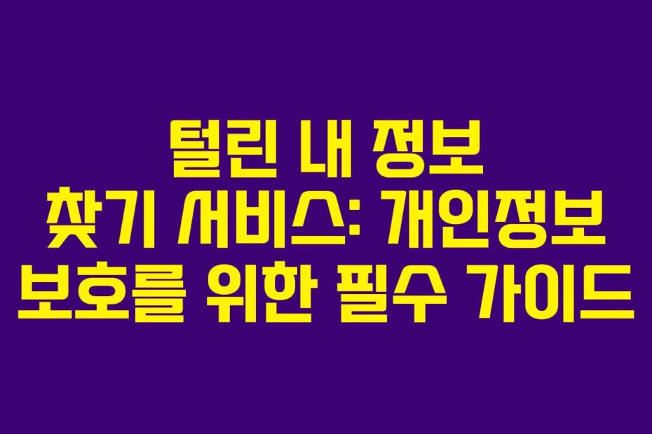 털린 내 정보 찾기 서비스: 개인정보 보호를 위한 필수 가이드