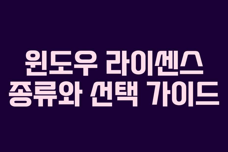 윈도우 라이센스 종류와 선택 가이드