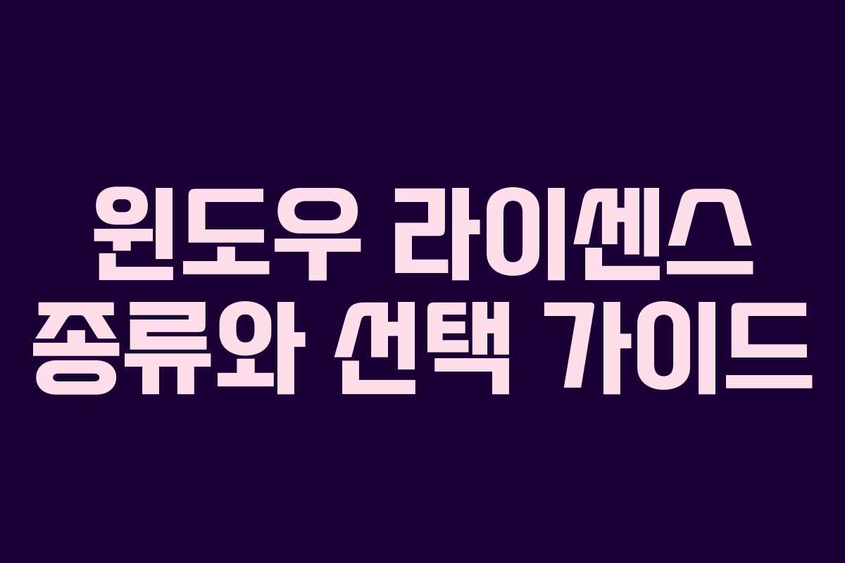 윈도우 라이센스 종류와 선택 가이드