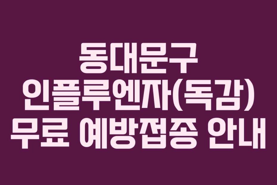 동대문구 인플루엔자(독감) 무료 예방접종 안내