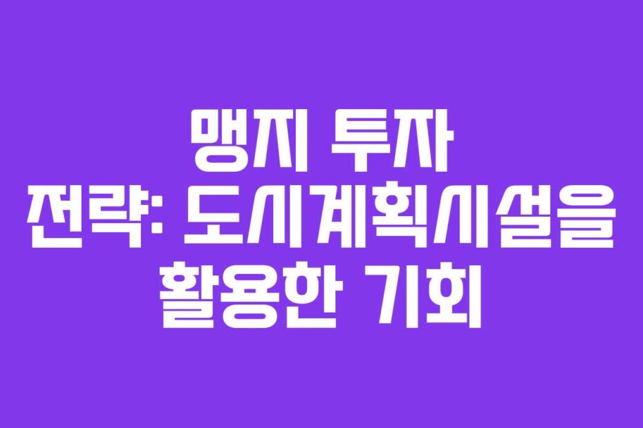 맹지 투자 전략: 도시계획시설을 활용한 기회