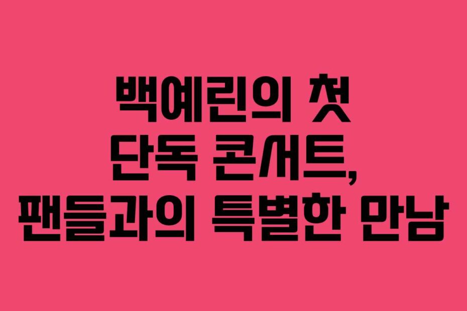 백예린의 첫 단독 콘서트, 팬들과의 특별한 만남