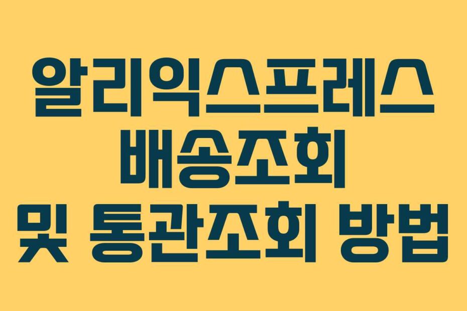 알리익스프레스 배송조회 및 통관조회 방법