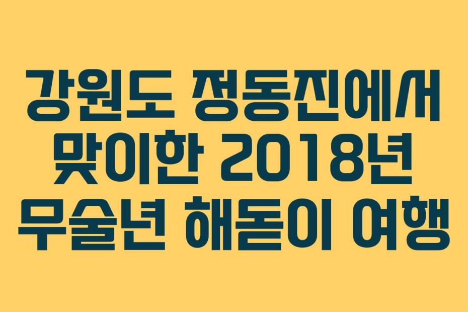 강원도 정동진에서 맞이한 2018년 무술년 해돋이 여행