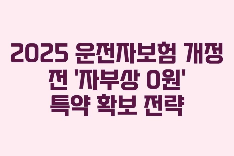 2025 운전자보험 개정 전 ‘자부상 0원’ 특약 확보 전략
