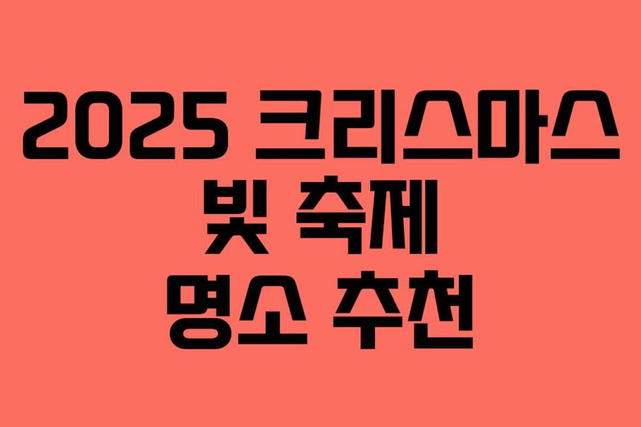2025 크리스마스 빛 축제 명소 추천