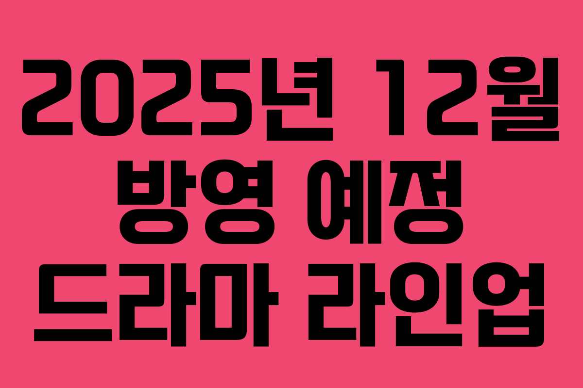 2025년 12월 방영 예정 드라마 라인업