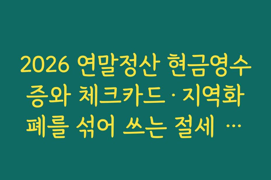 2026 연말정산 현금영수증와 체크카드·지역화폐를 섞어 쓰는 절세 소비 패턴