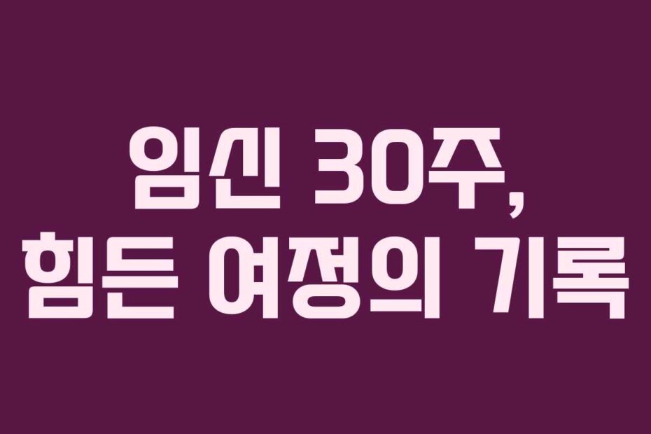 임신 30주, 힘든 여정의 기록