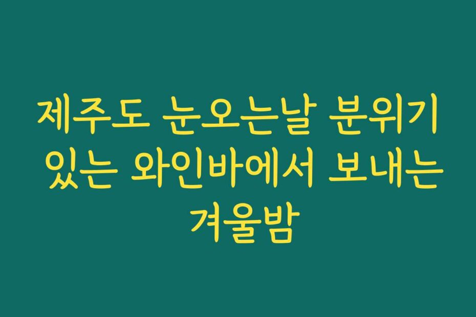 제주도 눈오는날 분위기 있는 와인바에서 보내는 겨울밤