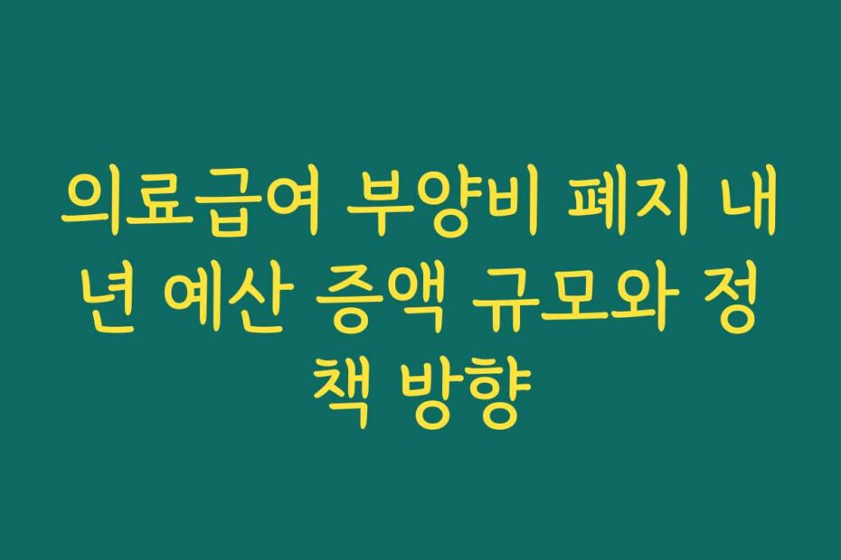 의료급여 부양비 폐지 내년 예산 증액 규모와 정책 방향
