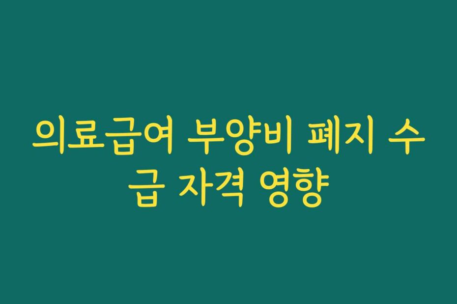 의료급여 부양비 폐지 수급 자격 영향