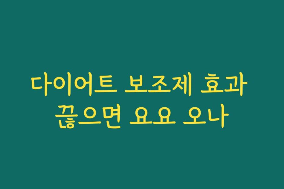 다이어트 보조제 효과 끊으면 요요 오나