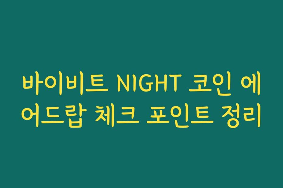 바이비트 NIGHT 코인 에어드랍 체크 포인트 정리