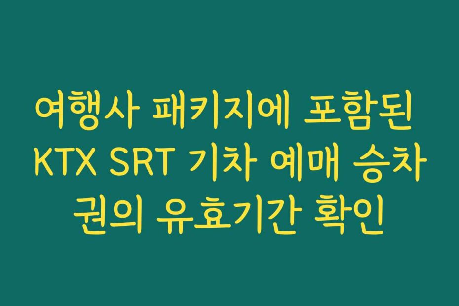 여행사 패키지에 포함된 KTX SRT 기차 예매 승차권의 유효기간 확인