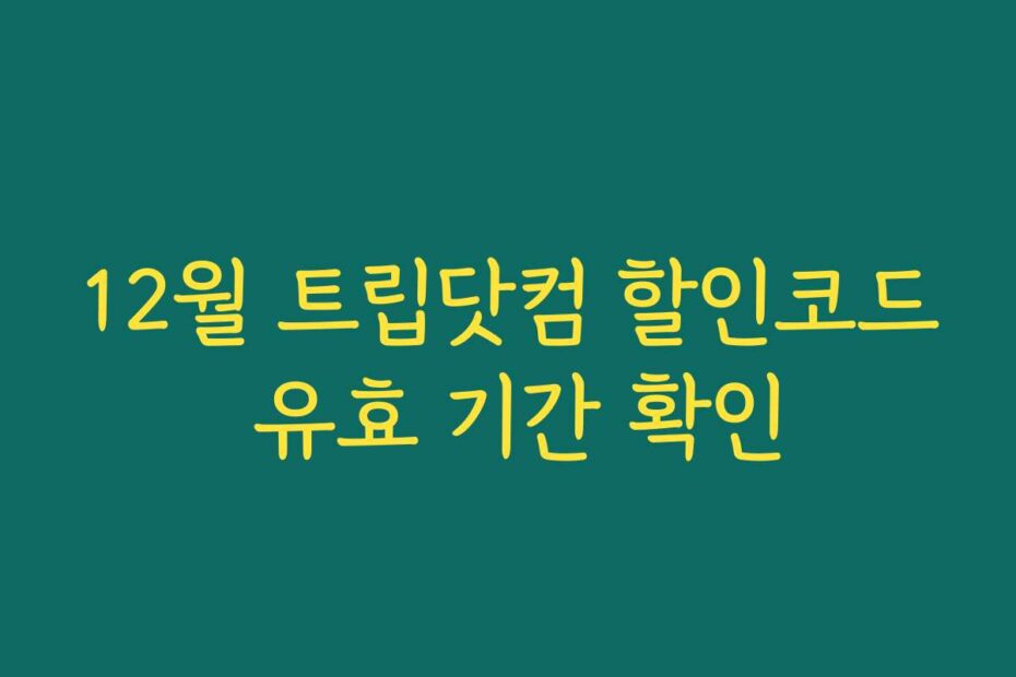 12월 트립닷컴 할인코드 유효 기간 확인