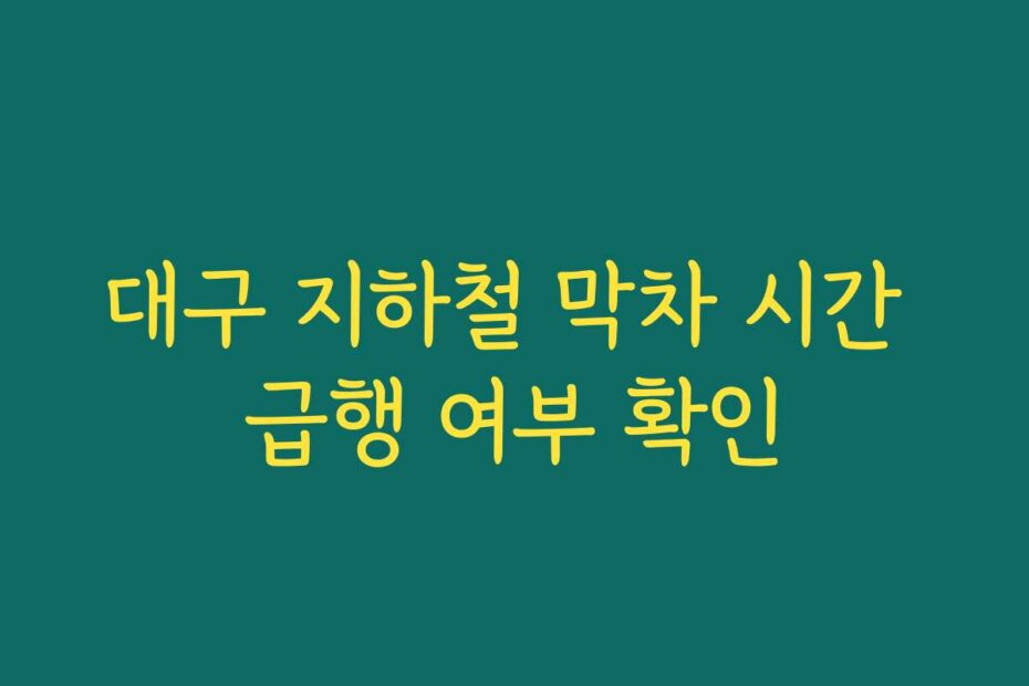 대구 지하철 막차 시간 급행 여부 확인