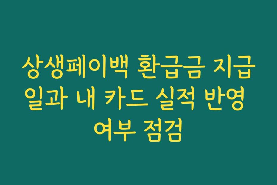 상생페이백 환급금 지급일과 내 카드 실적 반영 여부 점검
