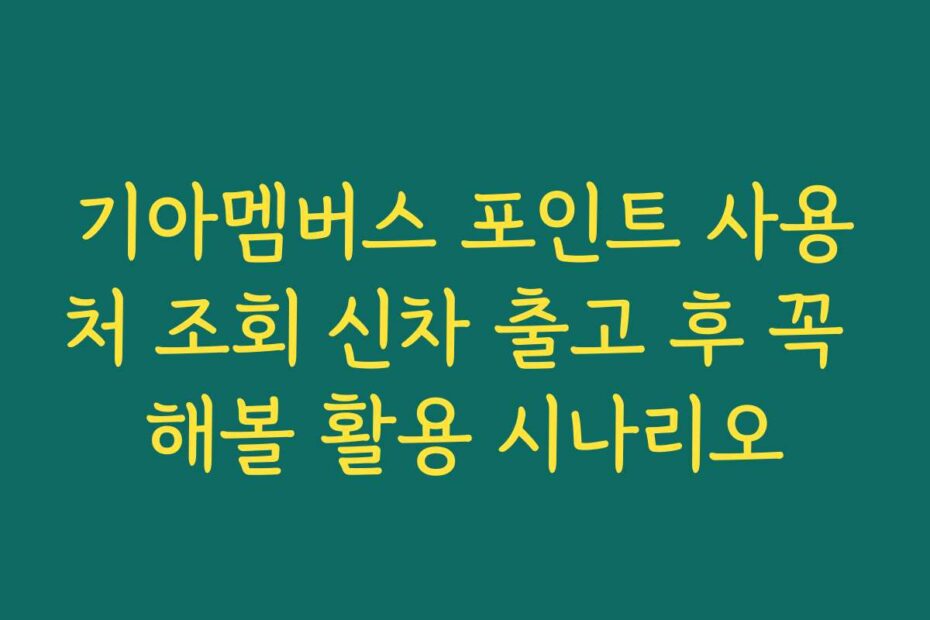 기아멤버스 포인트 사용처 조회 신차 출고 후 꼭 해볼 활용 시나리오