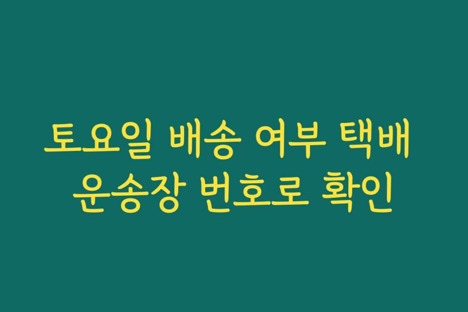 토요일 배송 여부 택배 운송장 번호로 확인