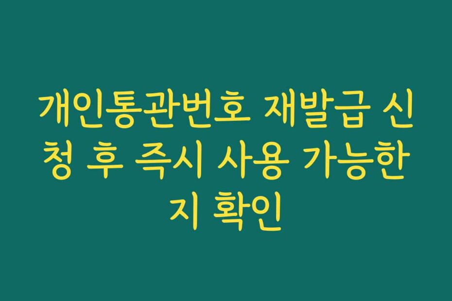 개인통관번호 재발급 신청 후 즉시 사용 가능한지 확인