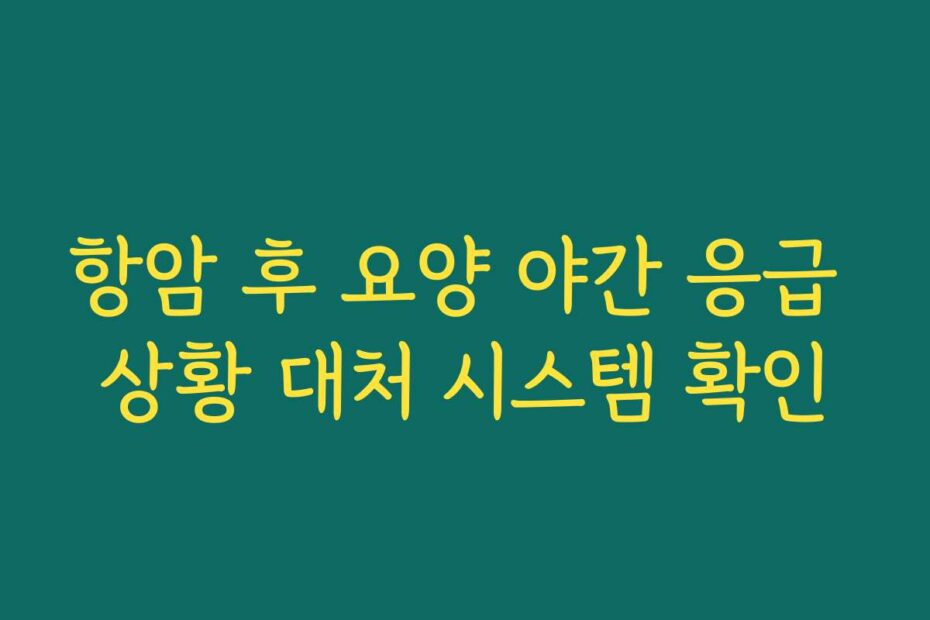 항암 후 요양 야간 응급 상황 대처 시스템 확인