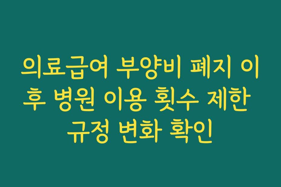 의료급여 부양비 폐지 이후 병원 이용 횟수 제한 규정 변화 확인