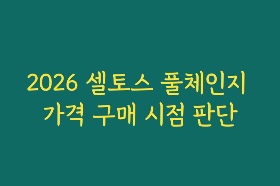 2026 셀토스 풀체인지 가격 구매 시점 판단