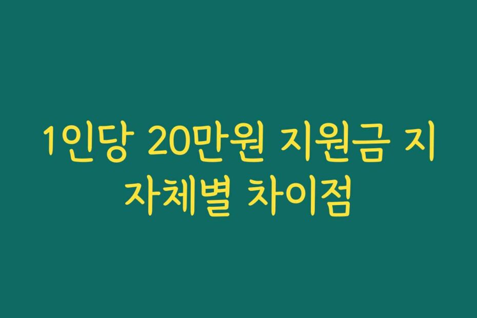 1인당 20만원 지원금 지자체별 차이점