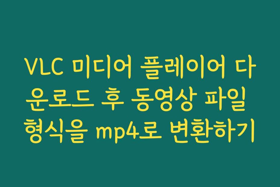 VLC 미디어 플레이어 다운로드 후 동영상 파일 형식을 mp4로 변환하기