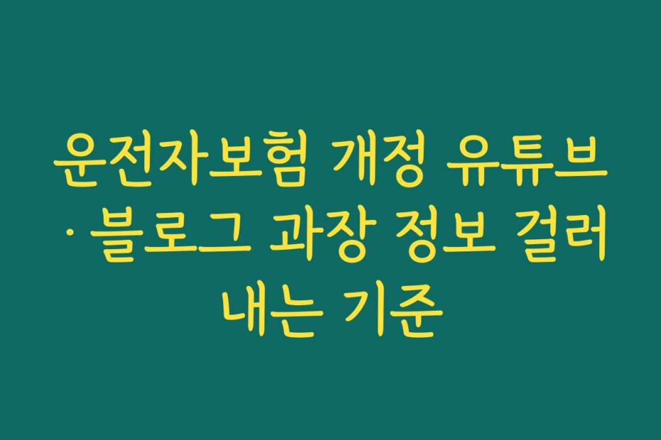 운전자보험 개정 유튜브·블로그 과장 정보 걸러내는 기준