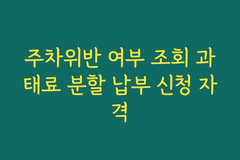 주차위반 여부 조회 과태료 분할 납부 신청 자격